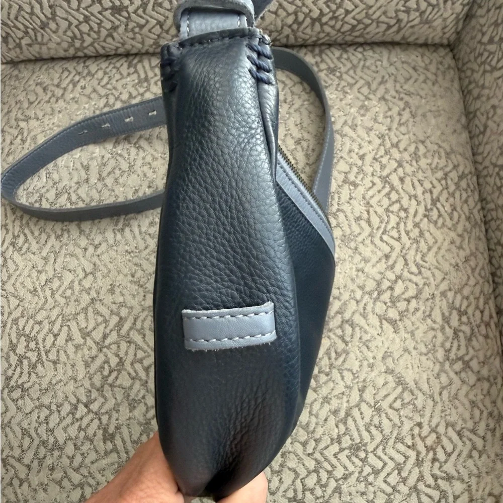The Sak Tess Pebbled Leather Crescent Sling Bag - Indigo Block Navy Blue